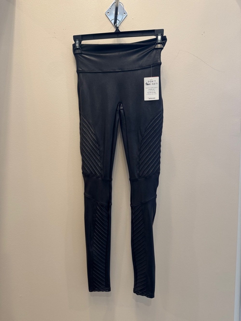 SPANX Black Moto-Style Faux Leather Leggings